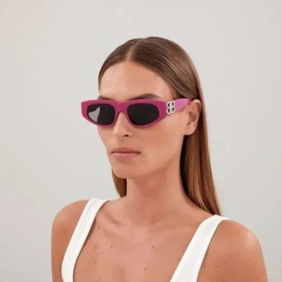 Balenciaga BB0095S 017 Sunglasses Fuchsia Pink Silver Grey Cat Eye Unisex
